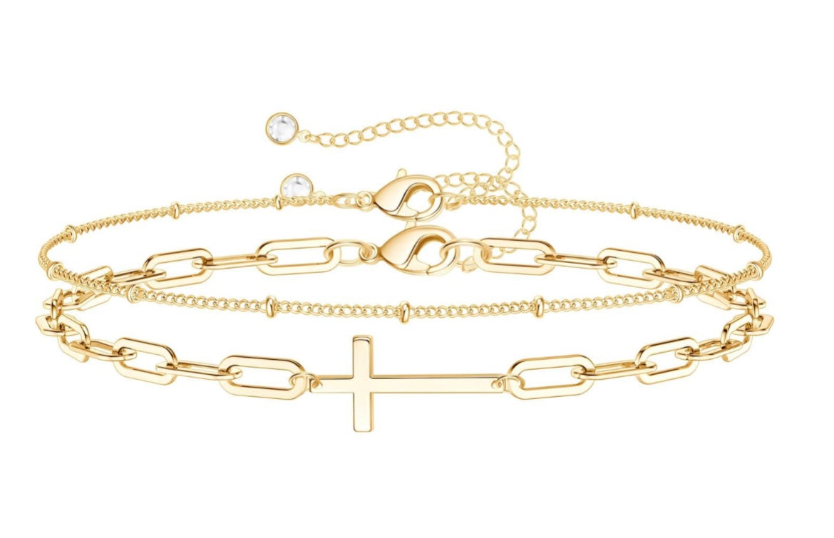 2 Piece Cross Bracelet