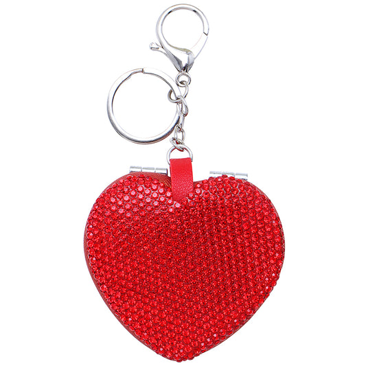 Heart Mirror Rhinestone Keychain