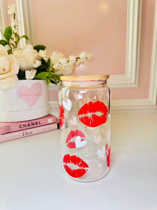 Lips & Love Glass Cup