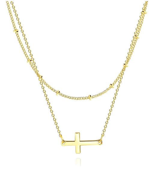 Double Layered Cross Necklace