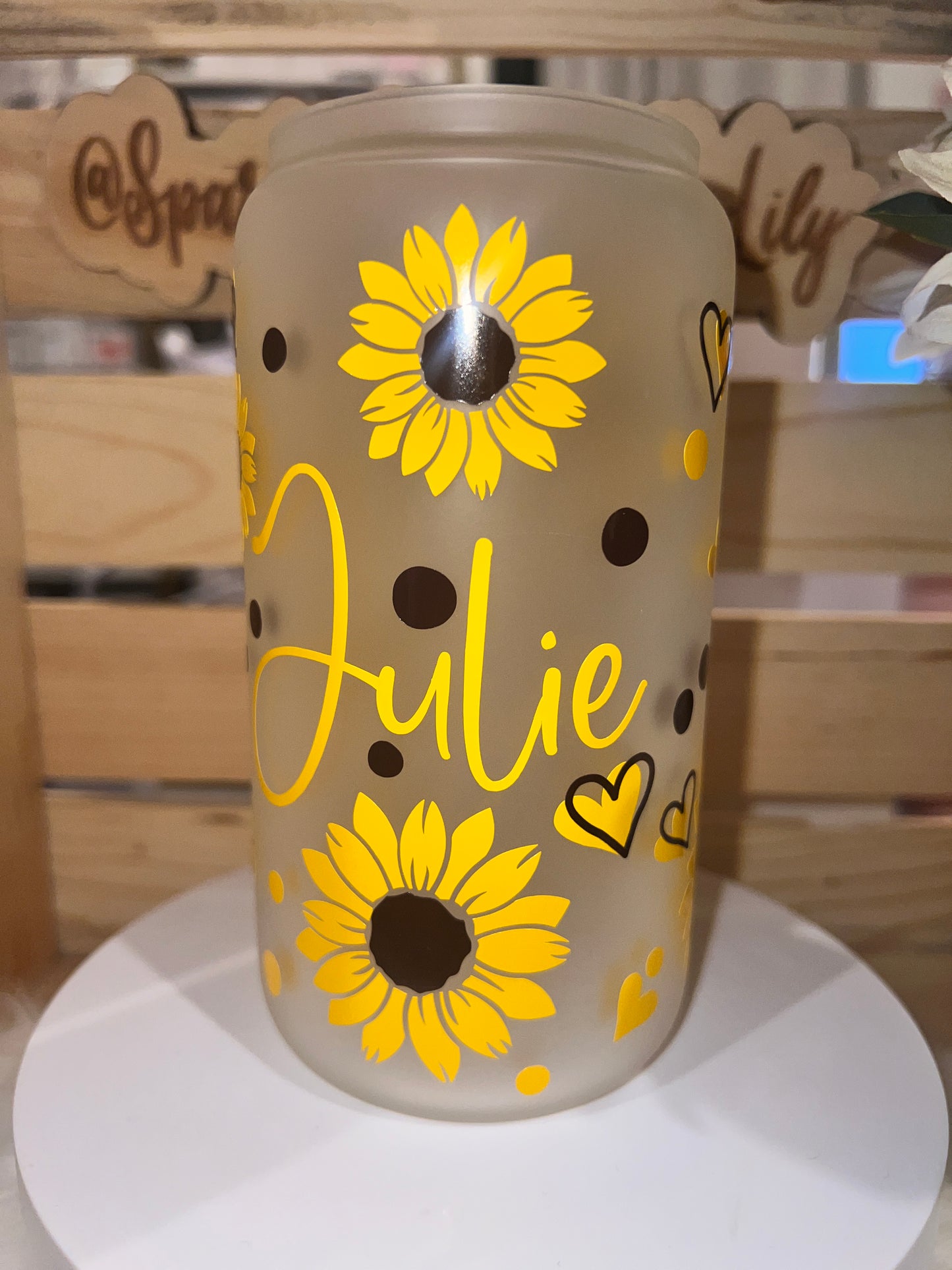 Custom Sunflower Libbey/ Girasol personalizada