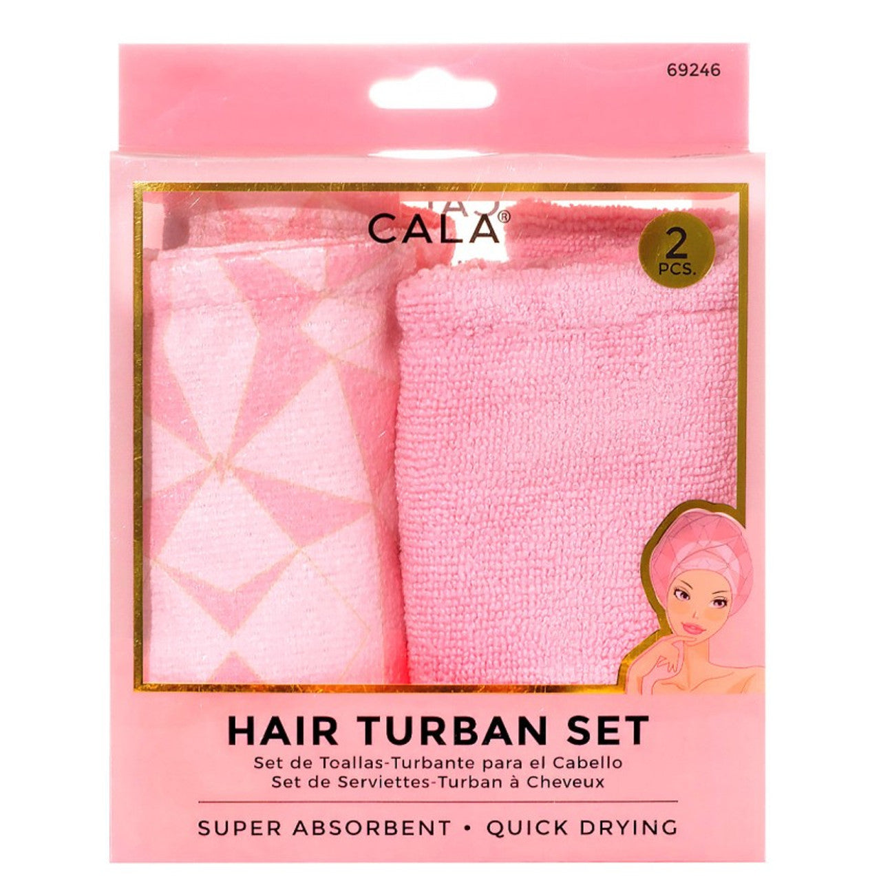 SHOWER TURBAN SET: GEOMETRIC/PINK