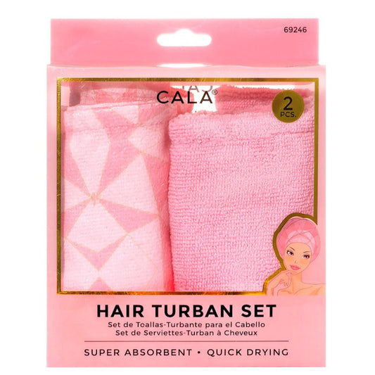 SHOWER TURBAN SET: GEOMETRIC/PINK