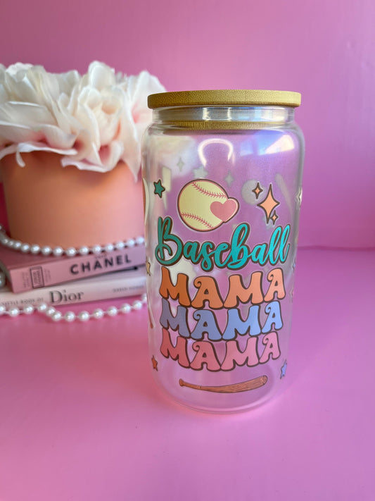 Baseball Mama Glass Cup