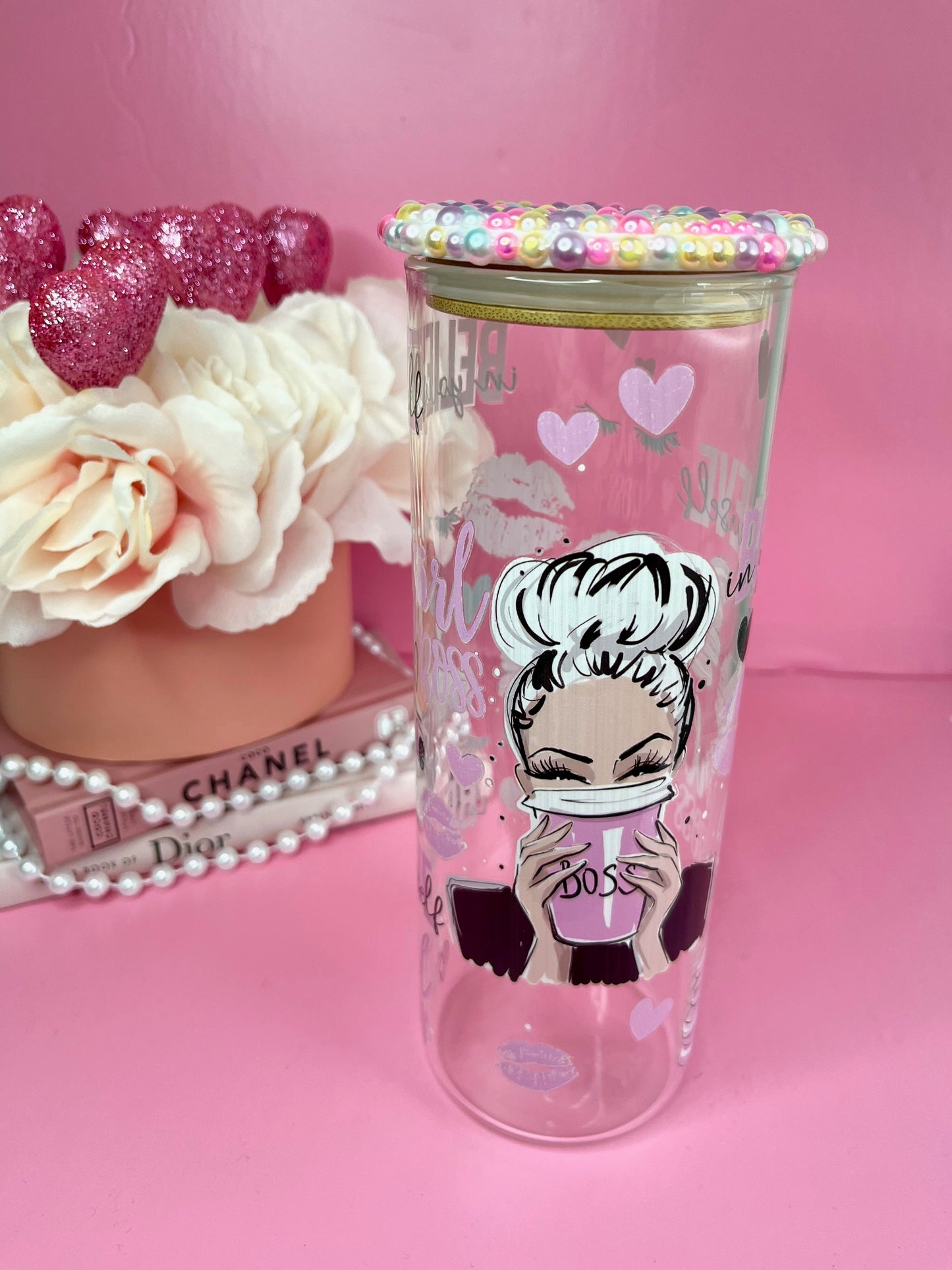 Girl Boss White Hair Glass Cup