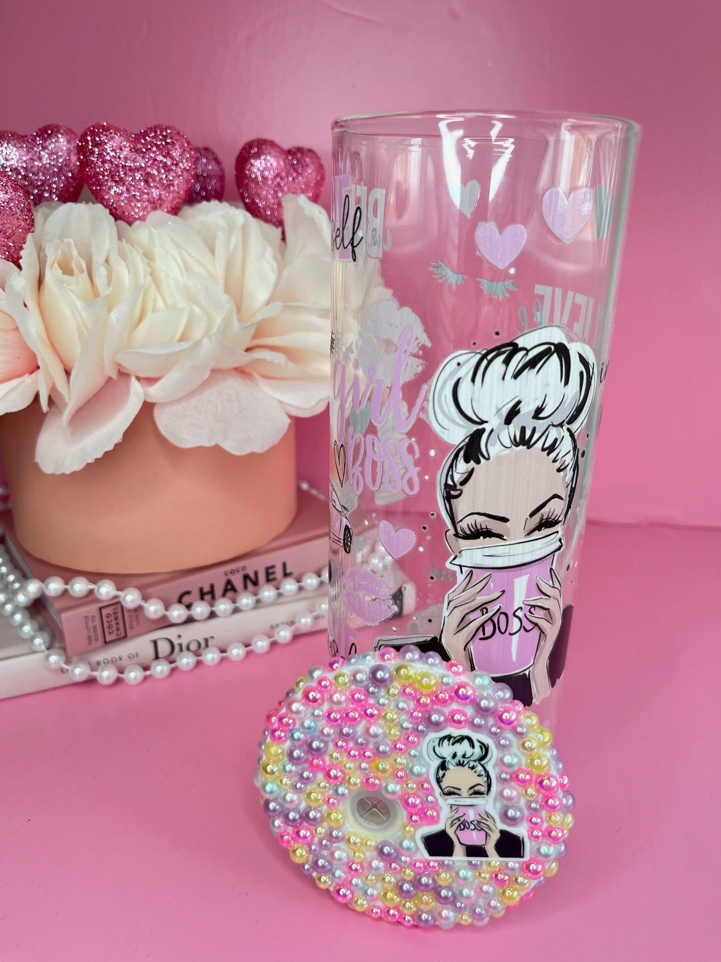 Girl Boss White Hair Glass Cup