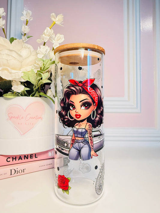 La Red Roses Girl Glass Cup