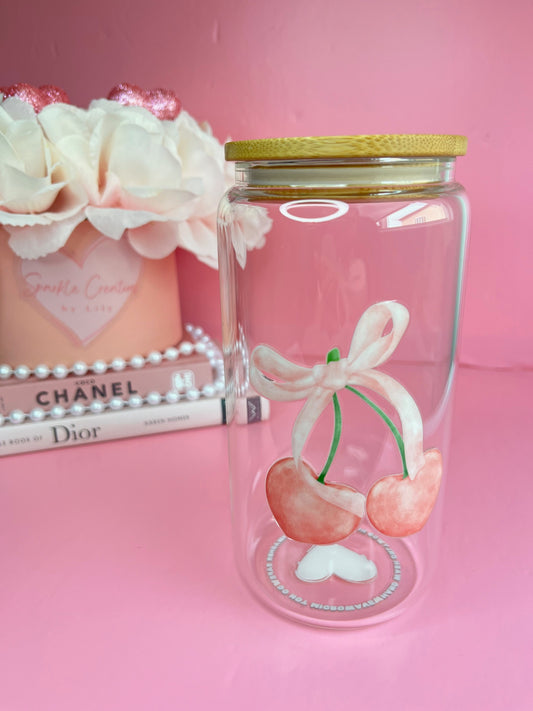 Cherry Bow Glass Cup