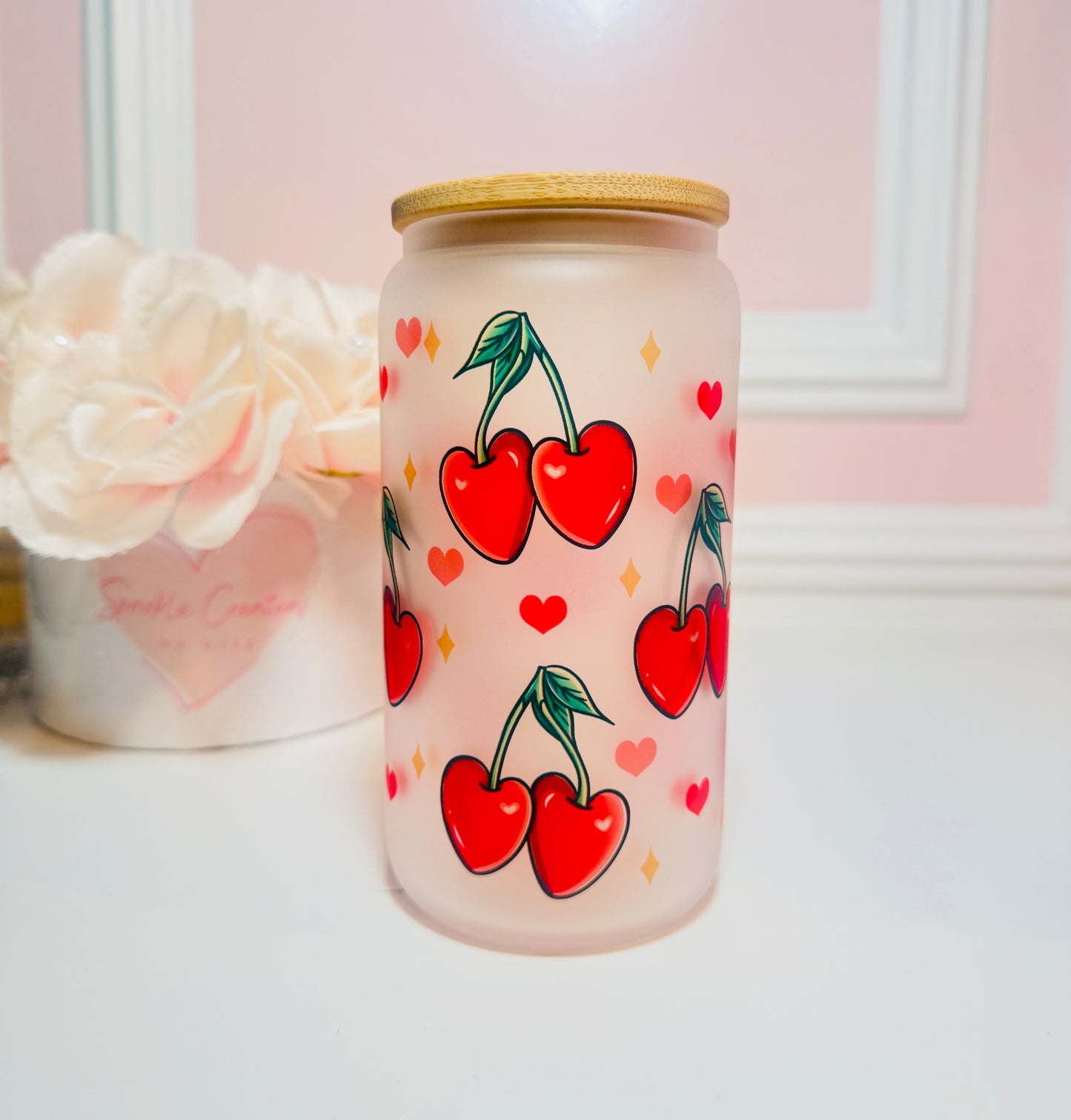 Cherry Coquette Frosted Glass Cup