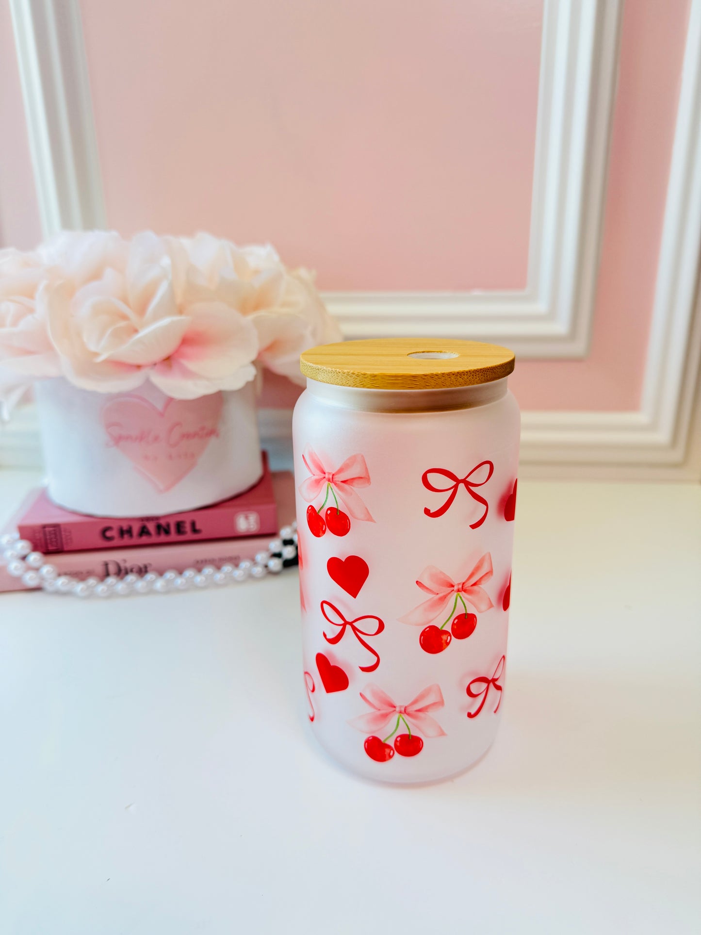 Love Tied in Bows Glass Cup